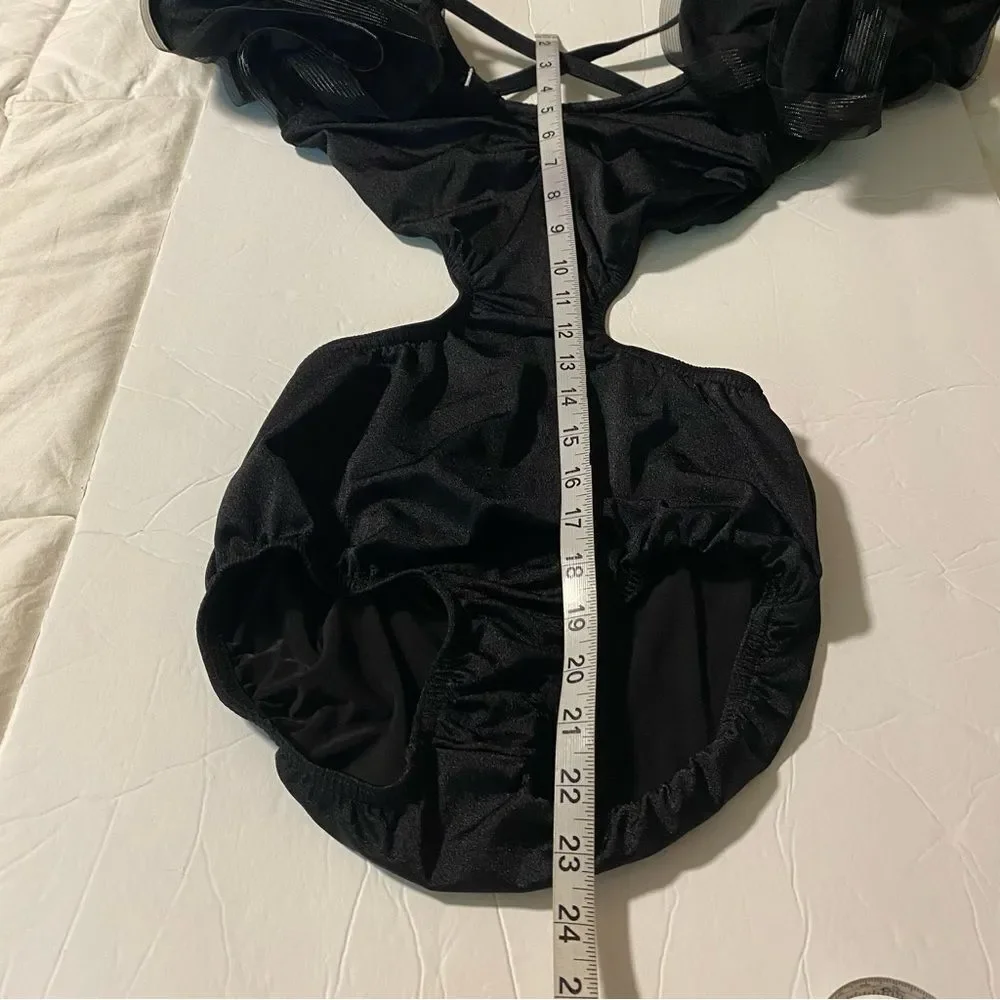 Kelle dance solo costume black COLOR THEORY 5343 ORGANDY SKIRT 4231 2 piece SA
